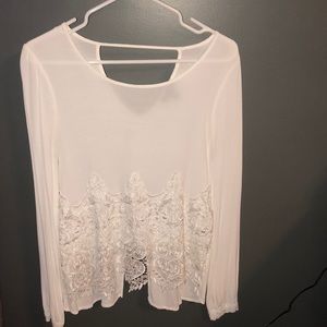 White embroidered trio with slit back